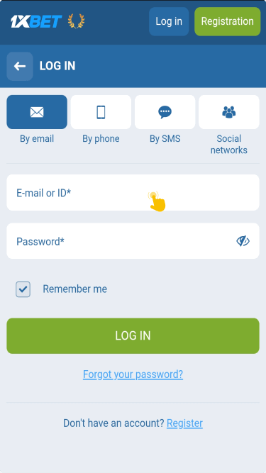 Sing in through the app Sing in through the app