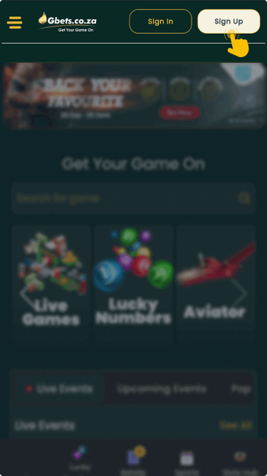 Tap the “Sign Up” button