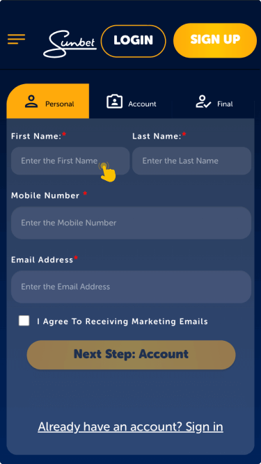 Create a new account and verify it